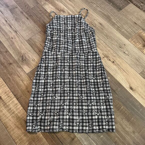Urban Outfitters plaid flower strappy dress medium - Picture 1 of 6